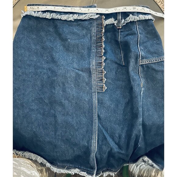 Paco Rabanne Women Casual Blue Denim Frayed Hem & Side Buttons & Cut Details S - Picture 8 of 9